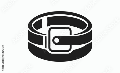 belt buckle icon, black belt symbol, vector strap illustration, clothing clip art