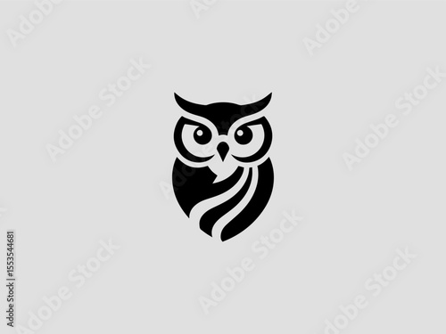 Geometric abstract owl vector logo with triangular shapes for tech startups 