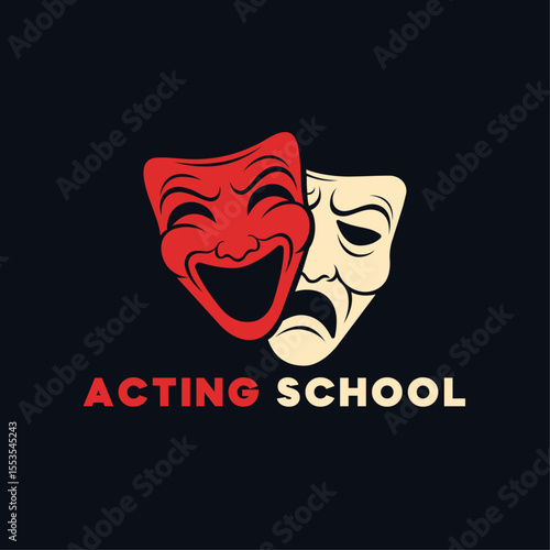 Drama Masks, Acting School Logo - Theater, Performance, Arts