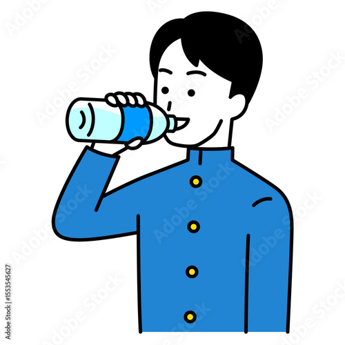水分補給をする男子学生