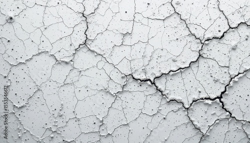 Rugged White Surface with Black Dust Patterns and Cracks for Text Overlay