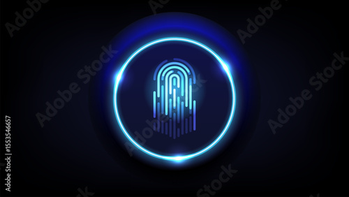 Futuristic digital fingerprint scanner interface