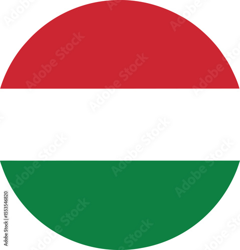 Free Download Vector illustration of Hungary national flag in circular shape featuring horizontal red, white, and green stripes for web, print, and graphic design - GFXLoad