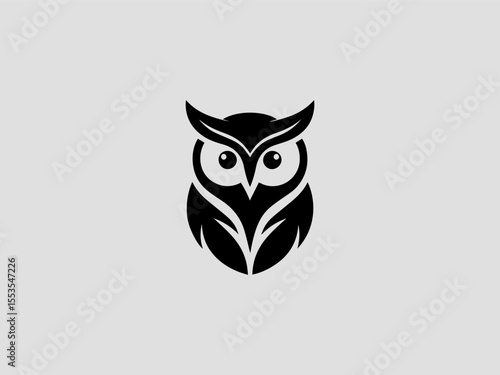 Minimalist owl silhouette vector logo for education or book publishing companies