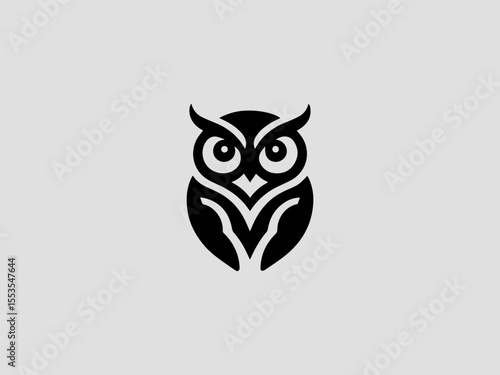Minimalist owl silhouette vector logo for education or book publishing companies