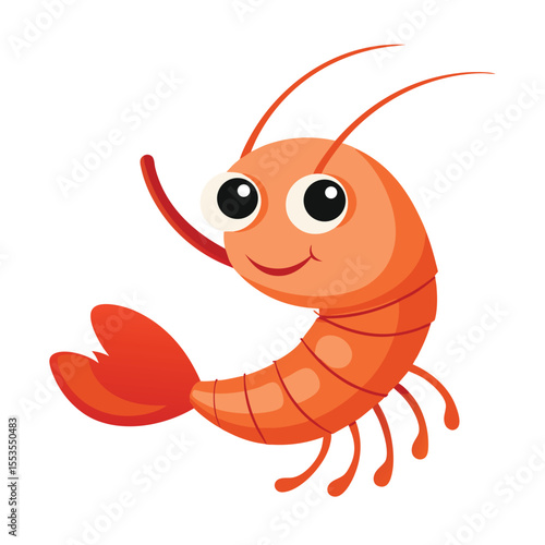 Cartoon shrimp vector illustration isolated on white background