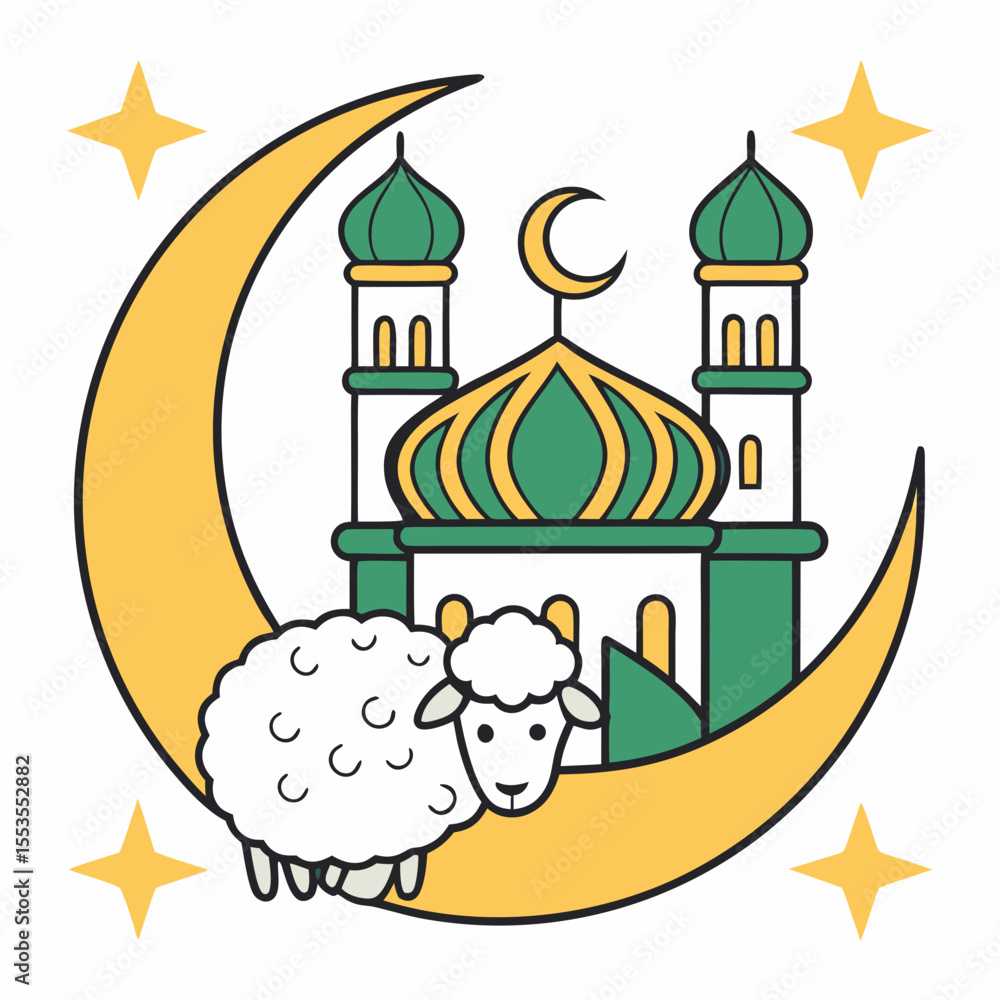 Fototapeta premium Beautiful Eid al Adha icon vector perfect for Islamic festival digital designs.