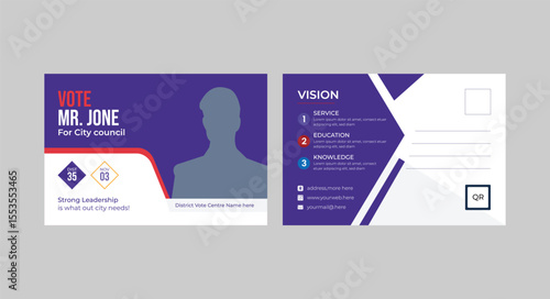 political election post card design. modern election postcard or eddm postcard design template.