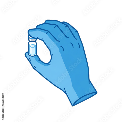 Gloved hand holding vial icon symbolizing safe handling of medicine.