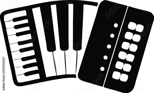 Monochrome shows a detailed keyboard accordion isolated against transparent backdrop perfectly