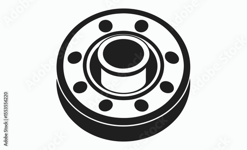 pipe flange icon, flange connector silhouette, plumbing flange vector