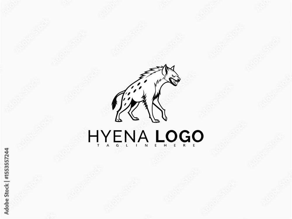 Fototapeta premium Bold Hyena Logo in Vector Format with Wild Side Head Pose. Rugged Sticker Illustration Perfect for Apparel Branding, Label Design, and Strong Outdoor Brand Identity Projects.