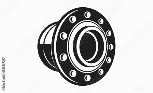 pipe flange icon, flange connector silhouette, plumbing flange vector
