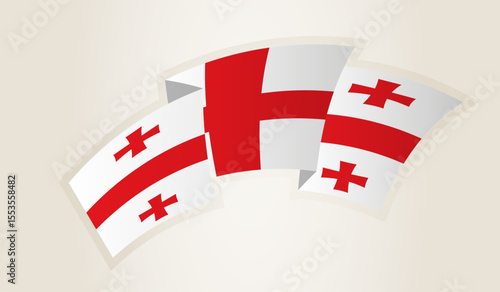 Georgia Flag in Abstract Ribbon Shape, National Symbol of the Georgia.