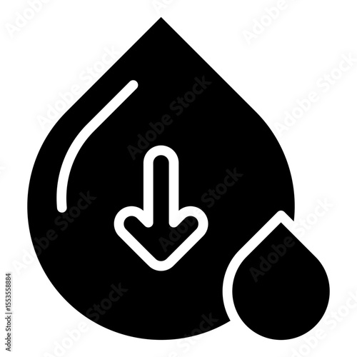 The blood icon and downward arrow occur when a person's blood pressure is below normal or what is known as hypotension.