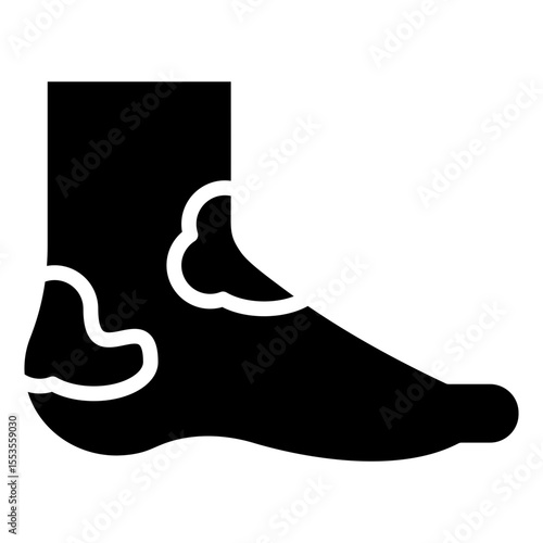 Icon of an abnormal foot condition, such as swelling due to diabetes, inflammation, rash, sores, or other skin problems on the feet or ankles