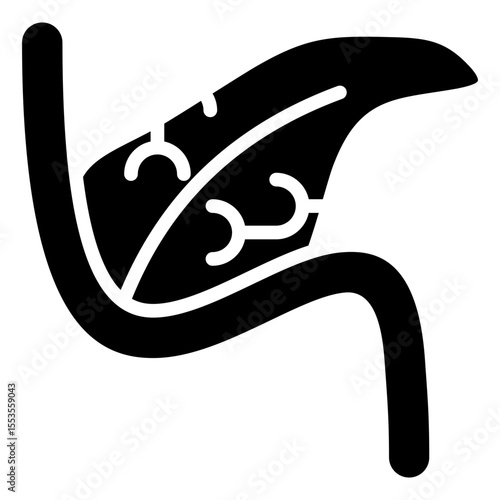 Liver or pancreas organ icon for medical health, or educational materials, organic leaf shape can represent herbal medicines, natural remedies, or health support supplements.