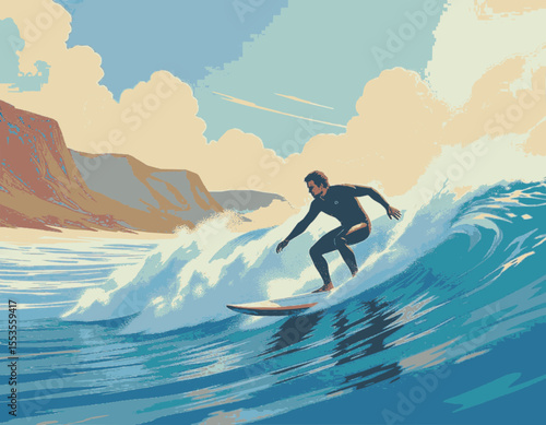 surfista encima de una gran ola 12 colores