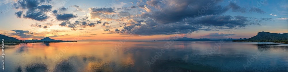 Obraz premium Serene Sunset over Still Water