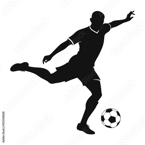 Soccer Player in Mid-Air Kick Silhouette