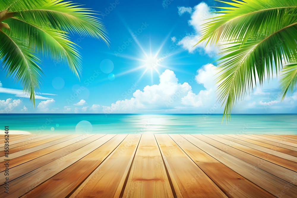 Serene Tropical Beach Scene Sun, Sand, and Palm Trees Serene Tropical Beach Scene Sun, Sand, and Palm Trees