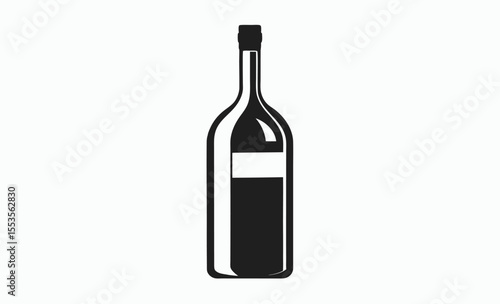 wine bottle silhouette, vector icon, black isolated