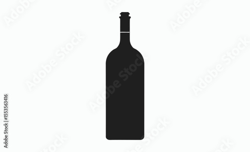 wine bottle silhouette, vector icon, black isolated