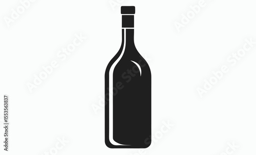wine bottle silhouette, vector icon, black isolated