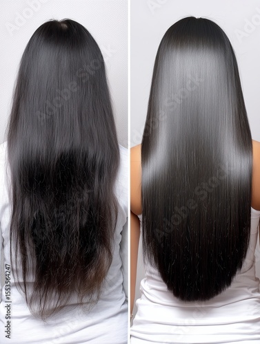 Transforming unmanageable hair into sleek and glossy locks at a salon