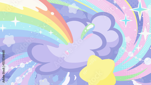 ユニコーンのためのメルヘンな背景イラスト_16:9