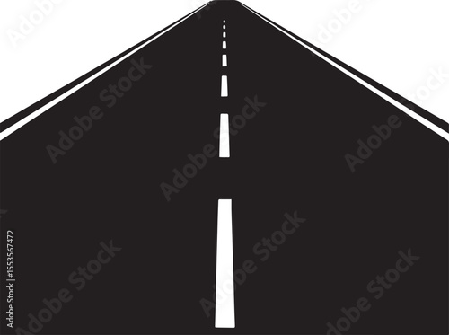 A Black and White Road Image with a Perspective Viewpoint