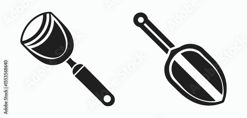 scoop utensil icon, measuring scoop vector, kitchen tool silhouette, flat style illustration







