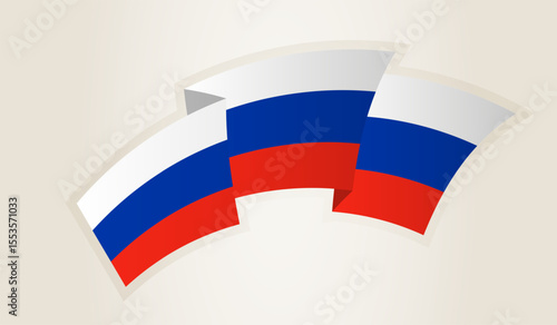 Russia Flag in Abstract Ribbon Shape, National Symbol of the Russia.
