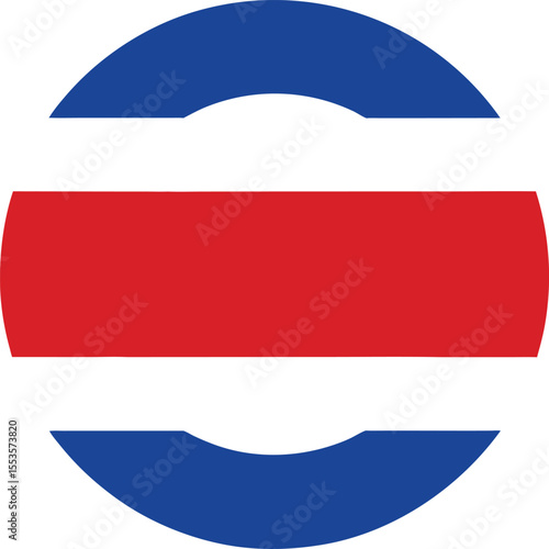Free Download Vector graphic of a stylized circular flag with red, white, and blue horizontal stripes in a modern geometric cutout design symbolizing national identity - GFXLoad