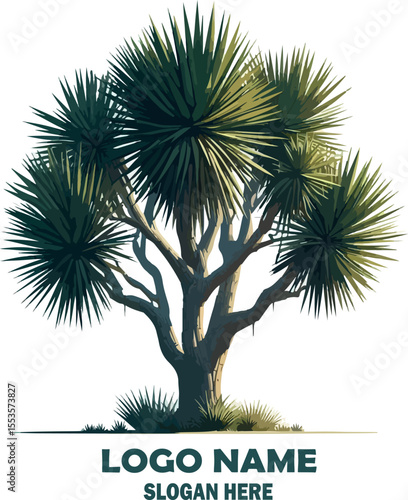 yucca brevifolia tree vector white background .
