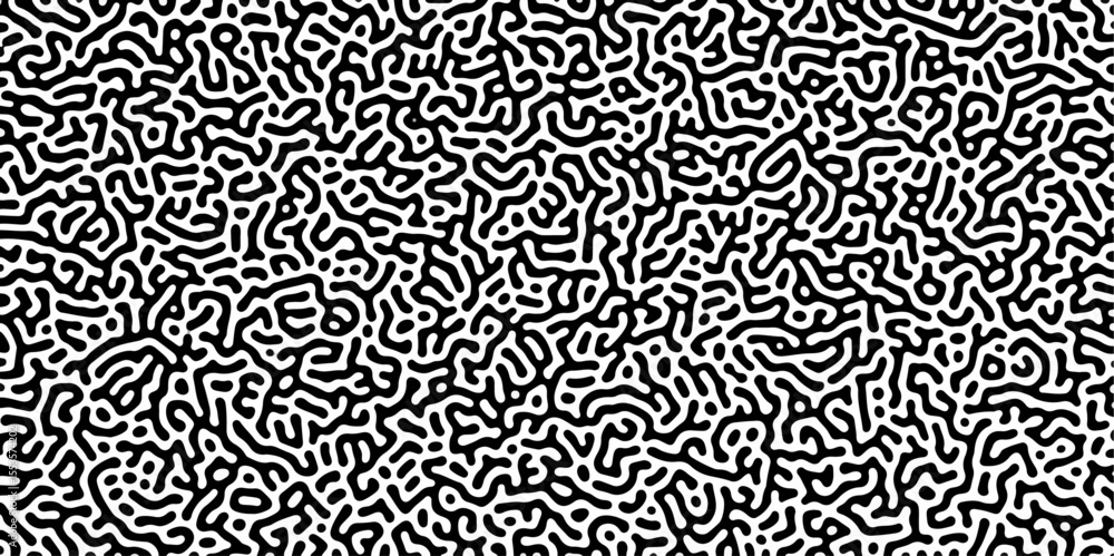 Fototapeta premium Diffusion reaction seamless vector pattern. Natural seamless line pattern. Linear design with biological shapes. Reaction-diffusion or truing pattern formation. abstract truing organic wallpaper.