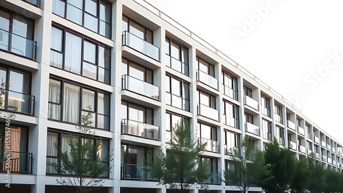 Modern residential architecture featuring clean lines and expansive windows in an urban setting.