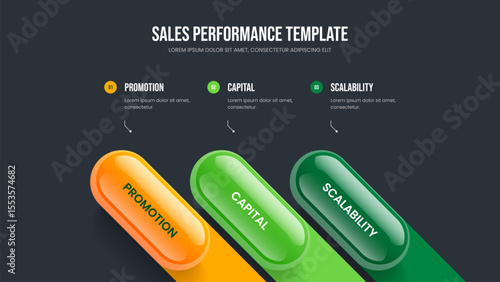 Visual Strategy Presentation Design Vector Illustration. Service Performance Three Step Infographic Frame Layout. Financial Visualization 3 Element Diagram Slideshow Template.