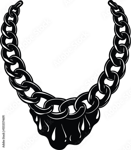 Heavy Chain Necklace Vector Silhouette