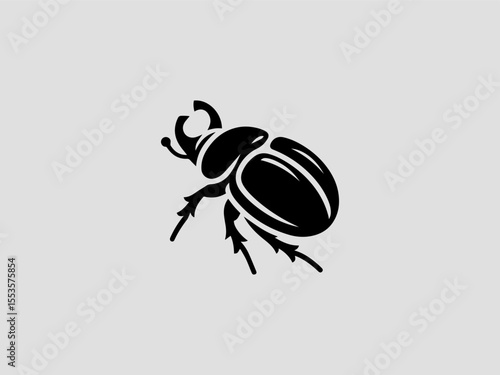 Minimalist black silhouette beetle vector logo for pest control or exterminator services
