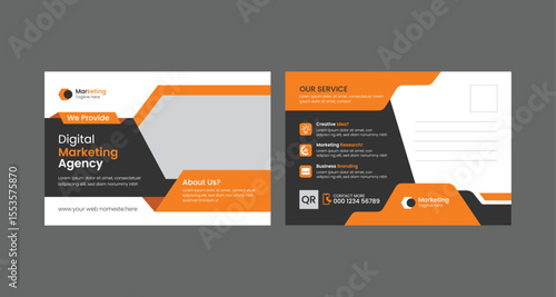 Corporate Creative Business Post Card Or EDDM Card Yellow. Professional Business Postcard Design.