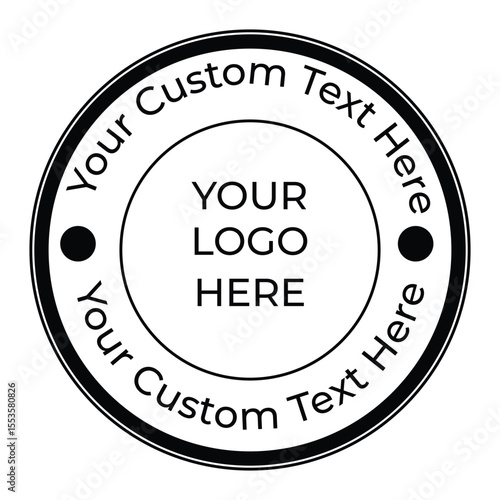Customizable circular stamp design with placeholder text and logo area