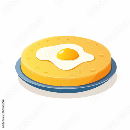 Cooking a delicious fried egg on a plate kitchen food photography bright environment close-up view