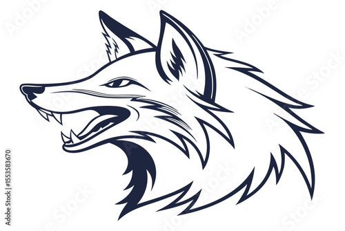 Simple black outline shows a fox head facing forward with distinctive features