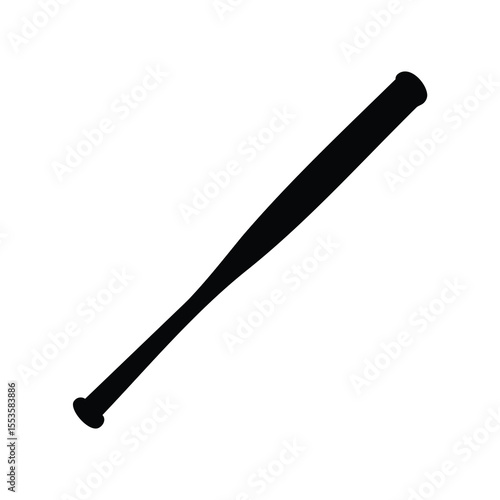 Isolated black baseball bat with a tapered handle on a white background