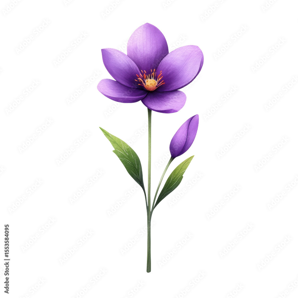 Fototapeta premium Watercolor icon of a flower opening at dawn