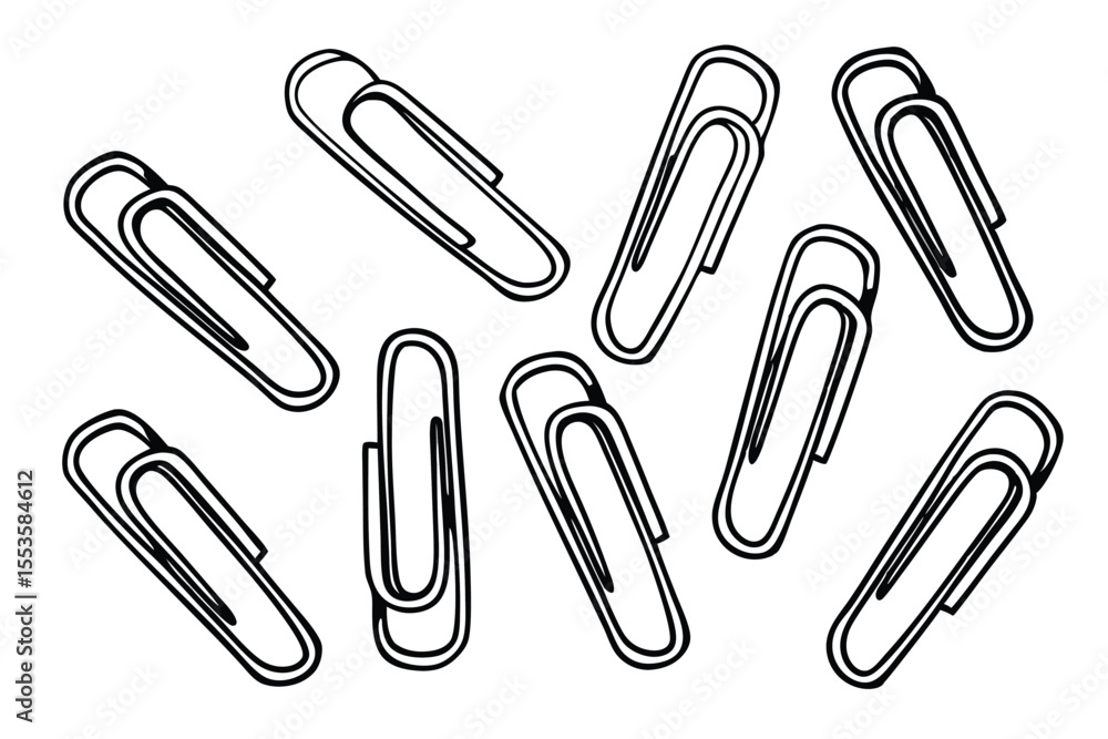 Simple Black Line Paper Clip Collection on White Background for Creative Use
Simple Black Line Paper Clip Collection on White Background for Creative Use