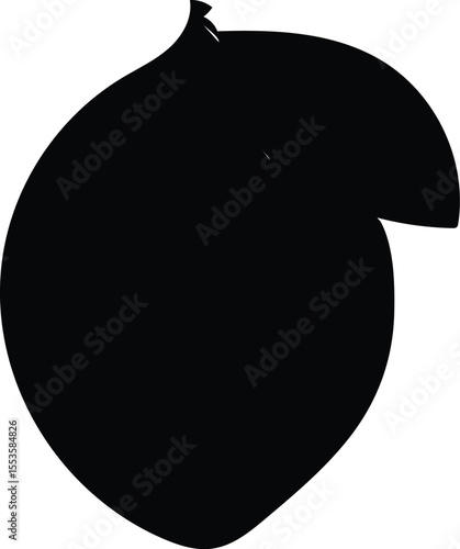 Simple Nectarine Fruit Silhouette Graphic Design Element