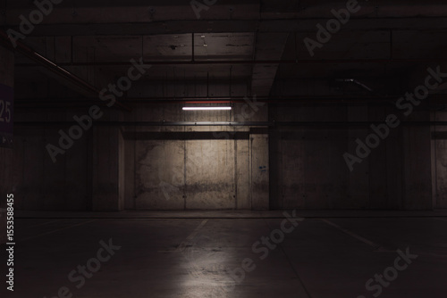 Wallpaper Mural Empty parking lot with overhead dim light Torontodigital.ca