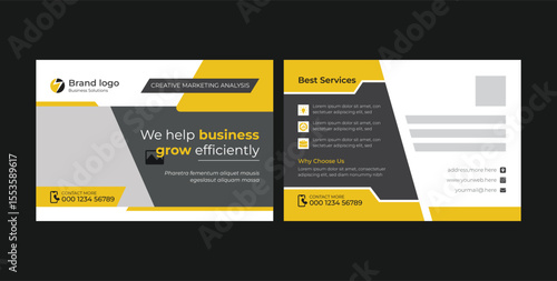 Grow Your Business Marketing Agency Corporate Postcard template. corporate business postcard EDDM template. 